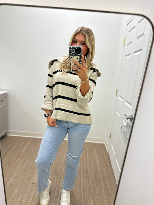 Stripes for days collared sweater