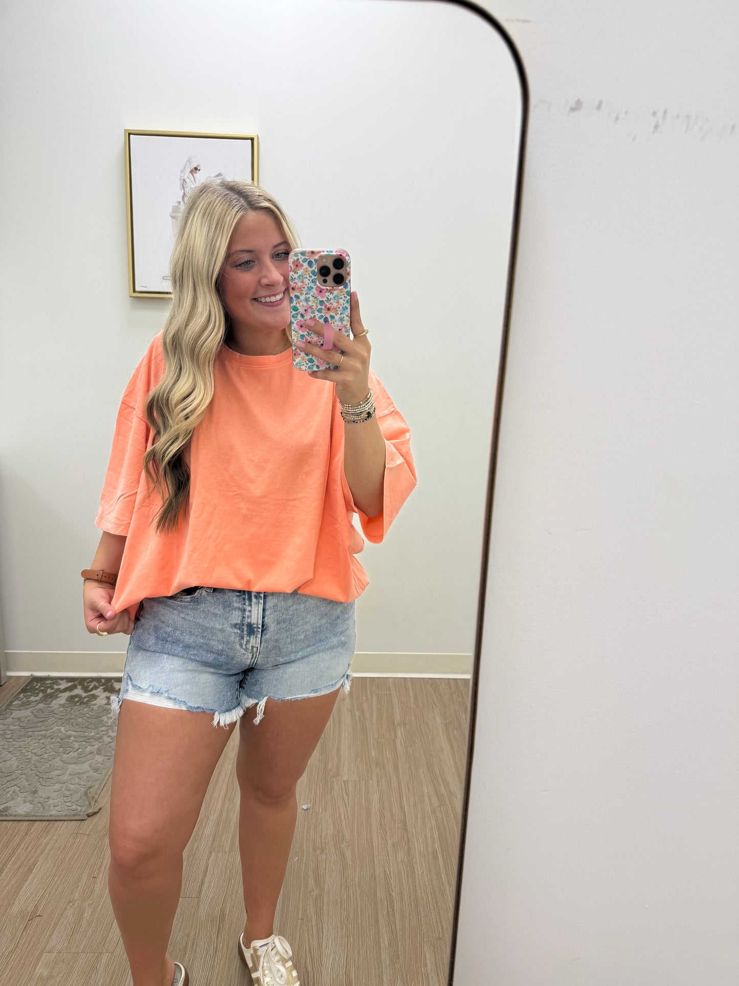 Coral Oversized Boyfriend Tee