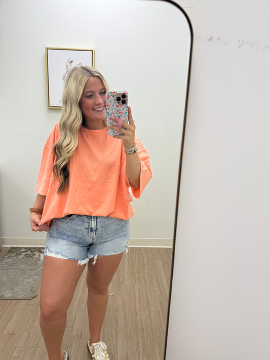 Coral Oversized Boyfriend Tee