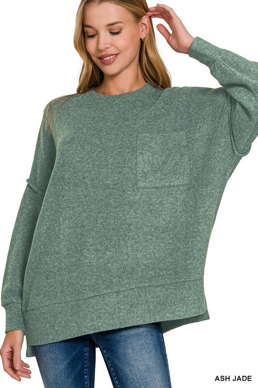 Light-weight Drop Shoulder Sweater- Ash Jade