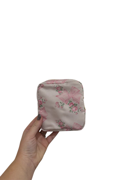 Pink floral and bow pouch