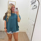 Ribbed Short Sleeve Top| Teal