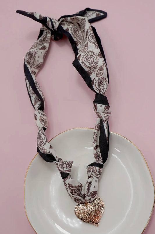 Paisley Fall Scarf Necklace (Heart)
