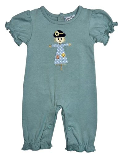 Scarecrow appliqué girls romper