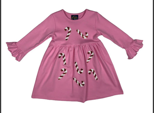 Candy Cane Appliqué Dress-EJ