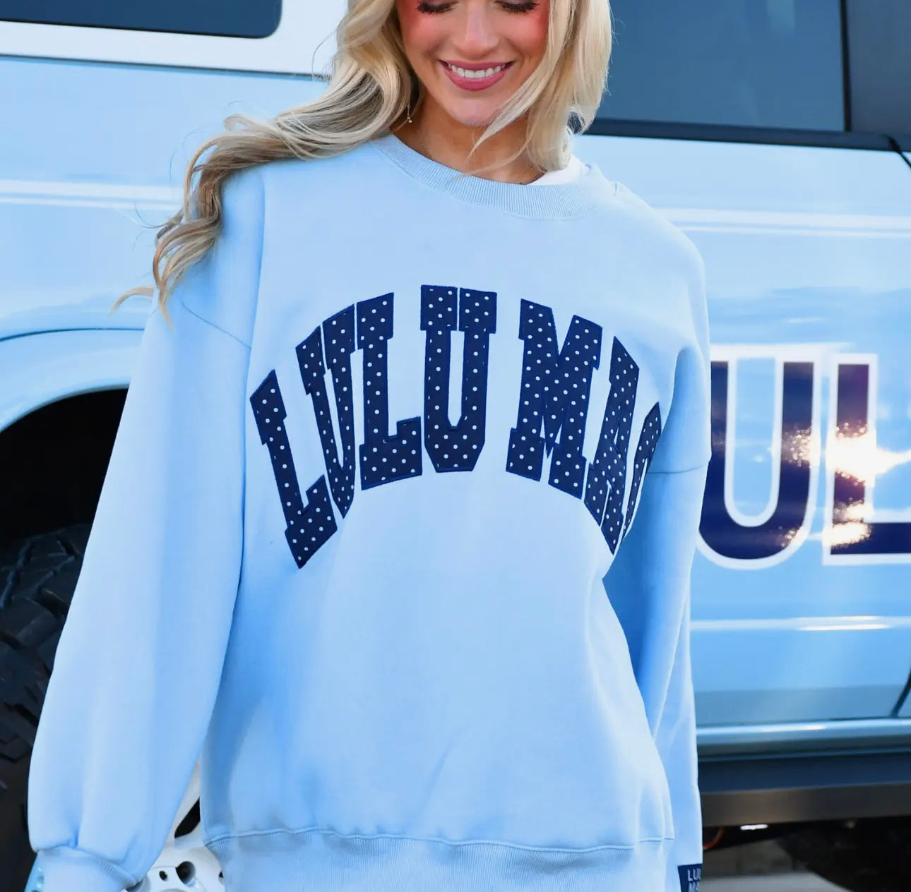 Lulu Mac Blue w/ Navy Polka Dots