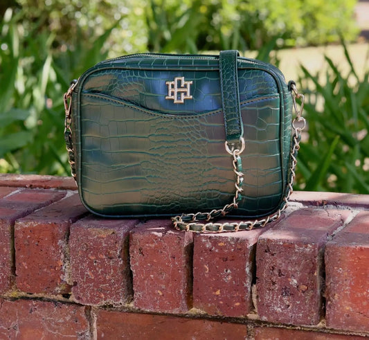 Fiona Crossbody Hunter Green Snakeskin
