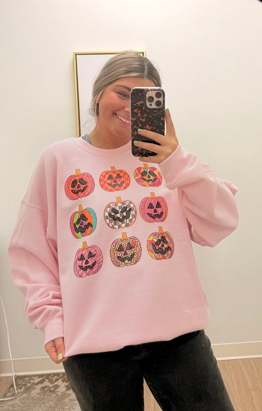 Pink Colorful Pumpkins Sweatshirt
