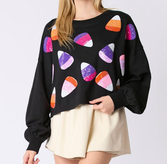 Candy Corn Sequin Sweatshirt