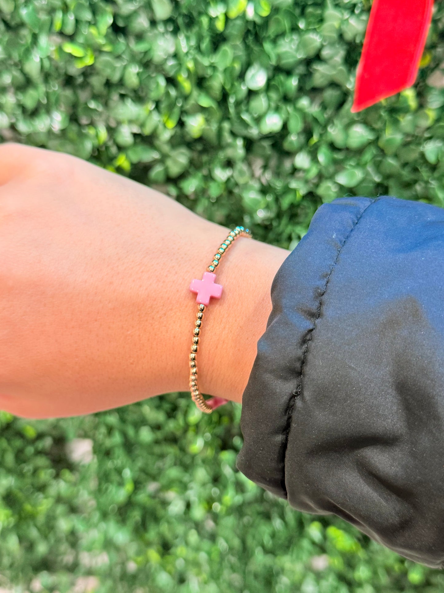 Pink Cross Bracelet