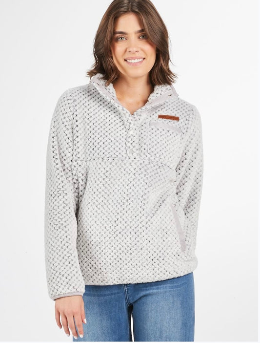 Sherpa Pullover Frost Grey-Simply Southern