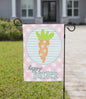 Pink plaid carrot garden flag