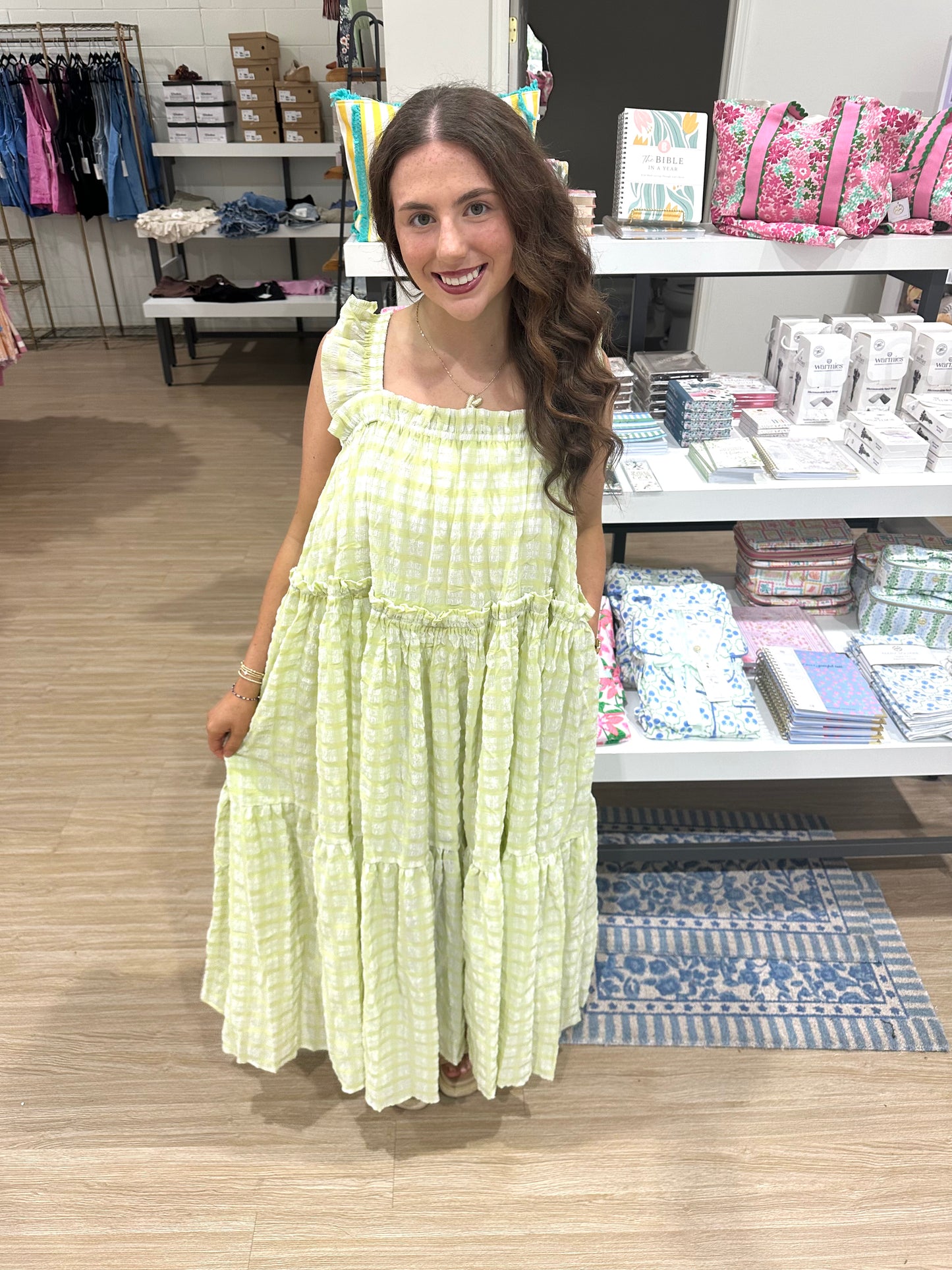 Coconut Lime Gingham Maxi