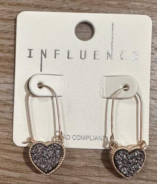Black & Gold Heart Earrings