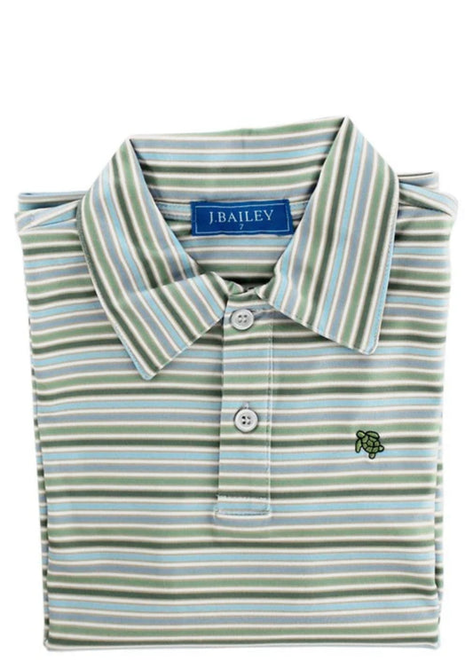 Bailey Boys Long Sleeve Striped Performance Pine Polo