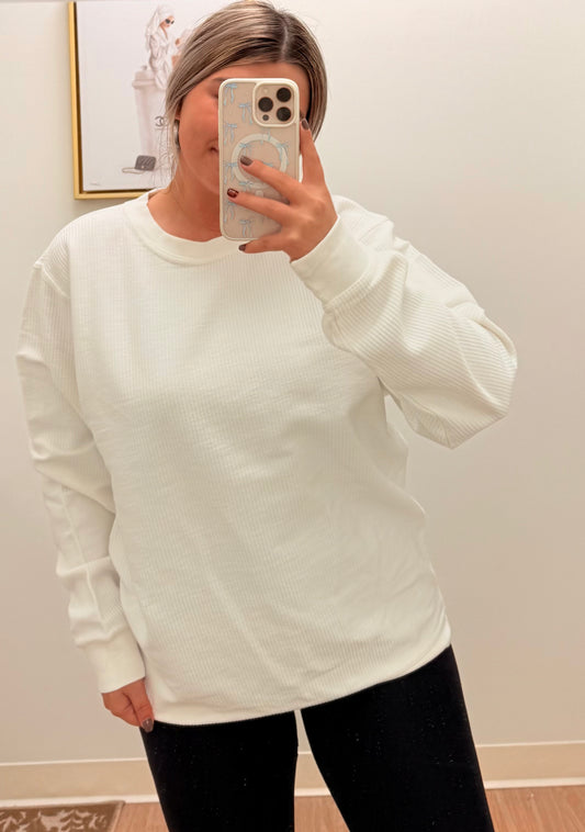 Ivory Comfy Ribbed Crewneck