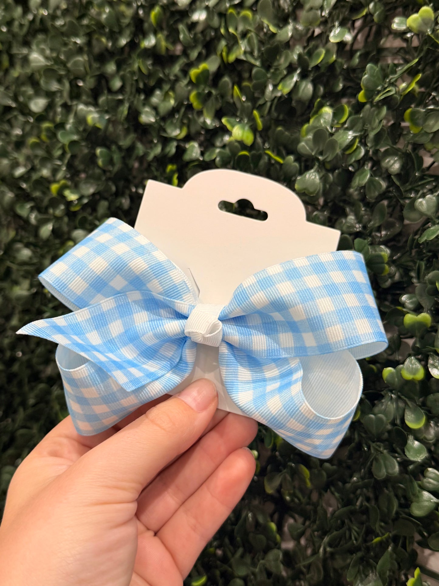 Light Blue Gingham Bow