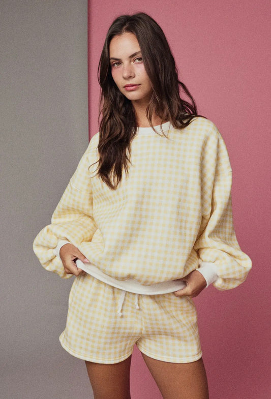 Yellow Gingham Crewneck Set