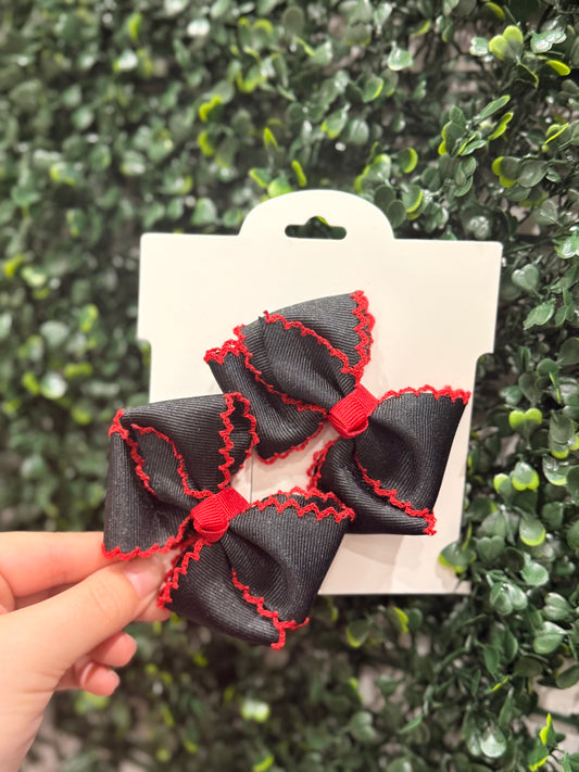 Black Bow w/ Red Stitch