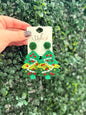 Green Beaded Christmas Tree Earrings