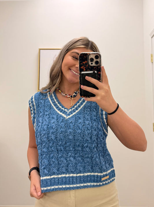 Bliss Dark Blue Vest - Simply Southern