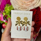 Gold Bow Baseball Earrings
