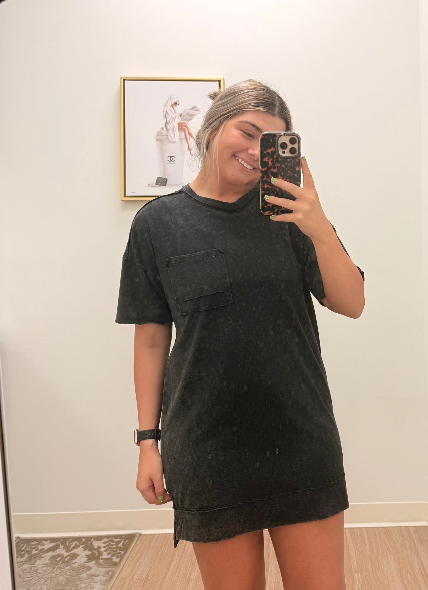 Black Acid Washed Dress