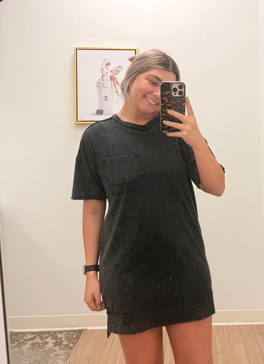 Black Acid Washed Dress