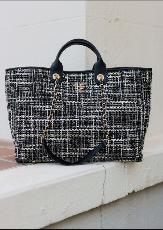 Caroline hill tote bag black tweed