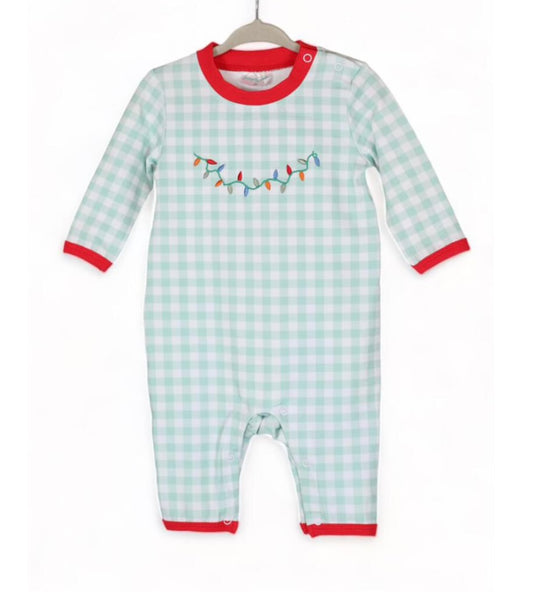 Christmas lights boy romper