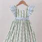 Green Floral Ruffle Dress