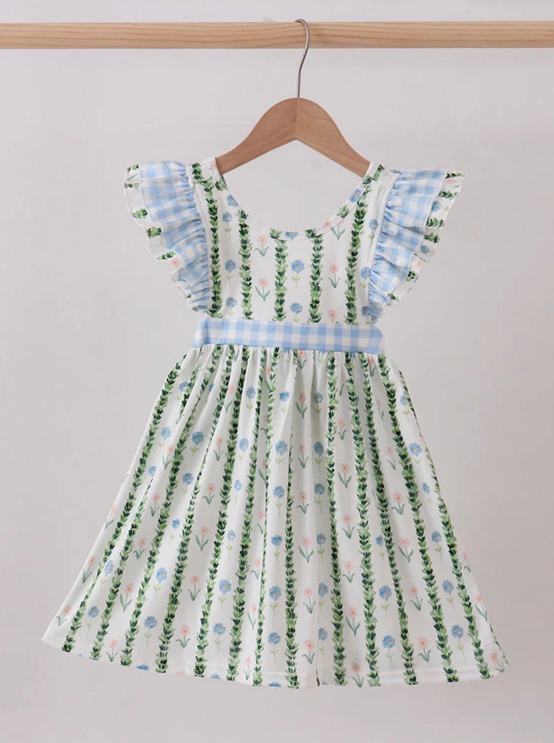 Green Floral Ruffle Dress