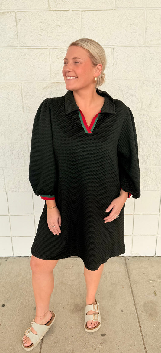 Red and Green Trim Dress