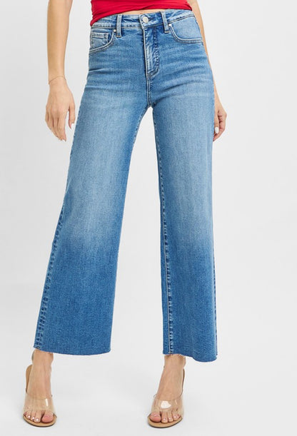 Tummy Control High Rise Crop Wide Leg Jeans