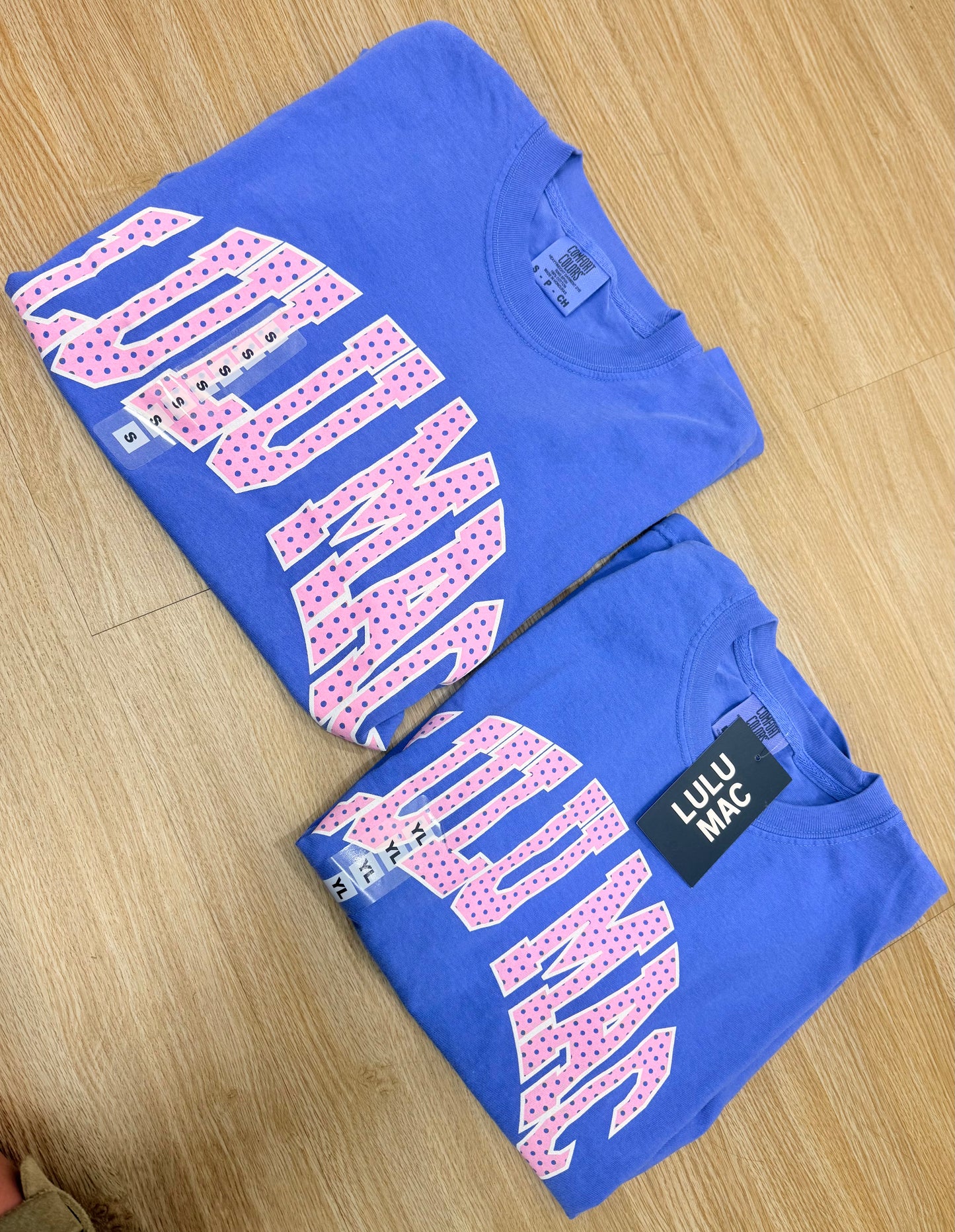 Periwinkle & Pink Polka Dot Tee | Lulu Mac