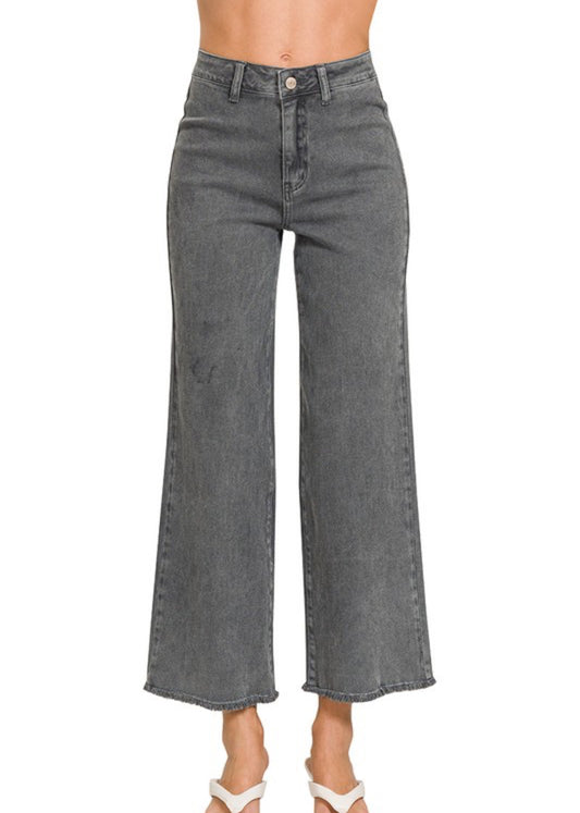 Ash Black Acid Wash Pants