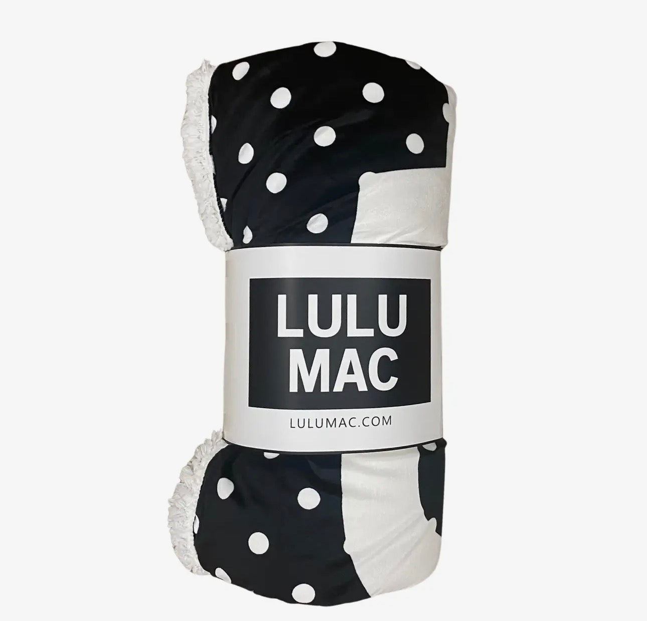 Black with white polka dots Lulu Mac blanket