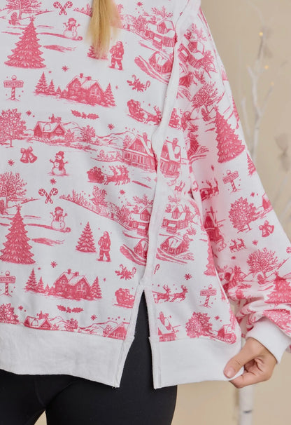 Holiday Red Toile Sweatshirt- Main Strip