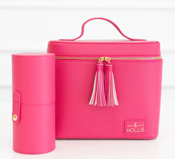 Hollis Hot Pink Lux Makeup Bag