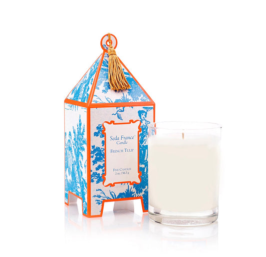 French Tulip Classic Toile Mini Pagoda Box Candle Seda France