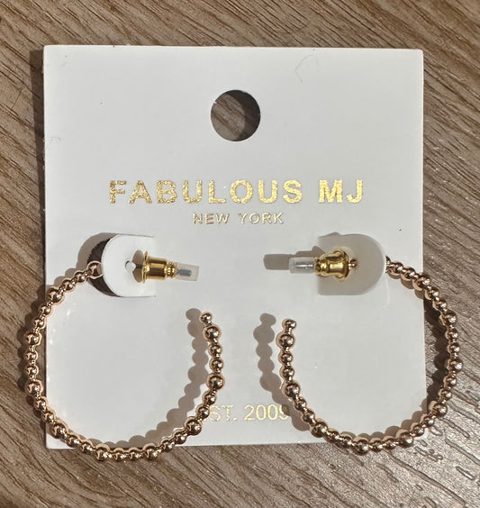 Beaded Gold Hoops
