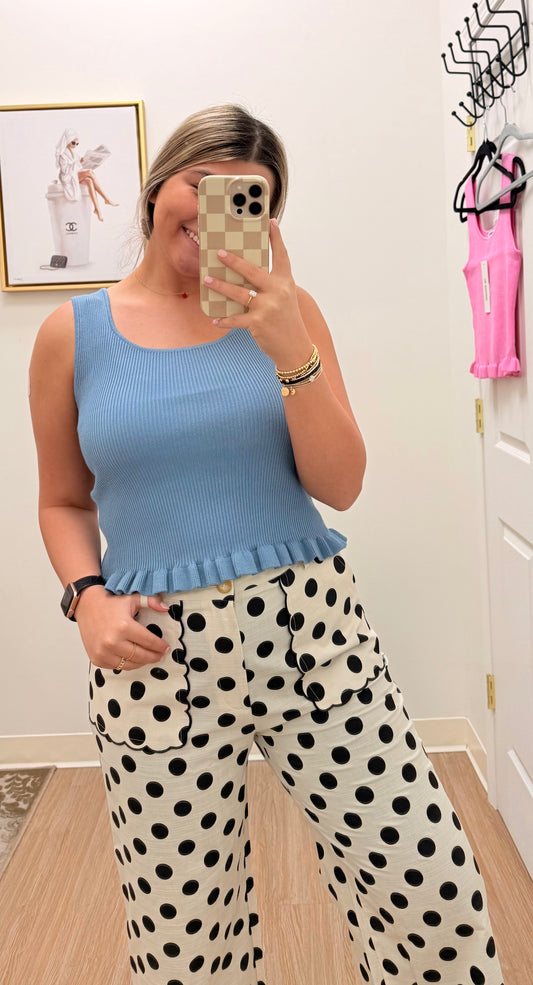 Sleeveless Flare Knit Tank | Dusty Blue