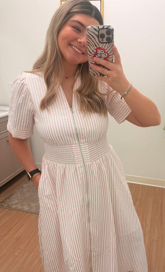 Blush Stripe Zip Dress