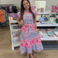 Floral Print Scalloped sleeves dress