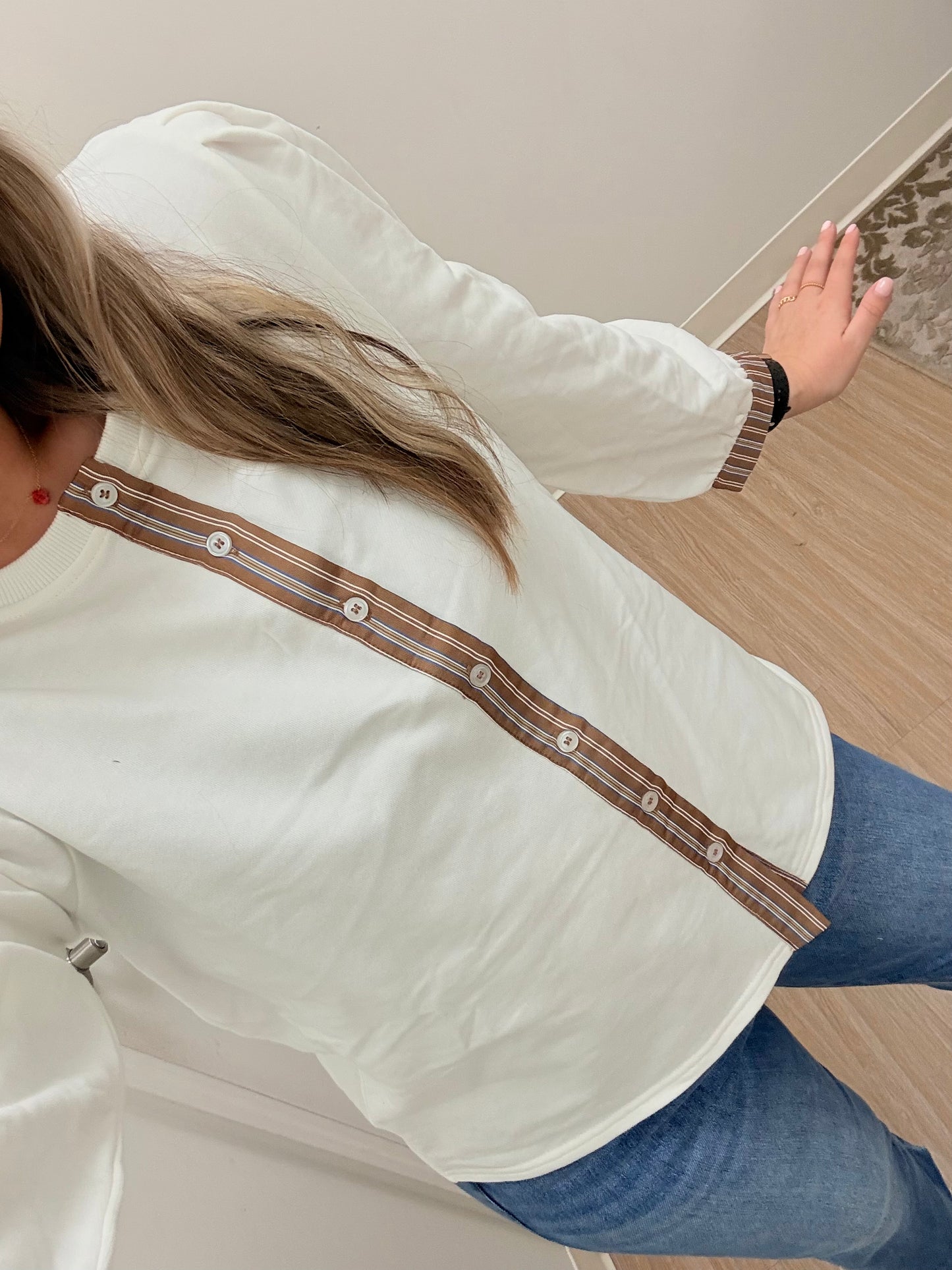 Cream & Brown Blouse