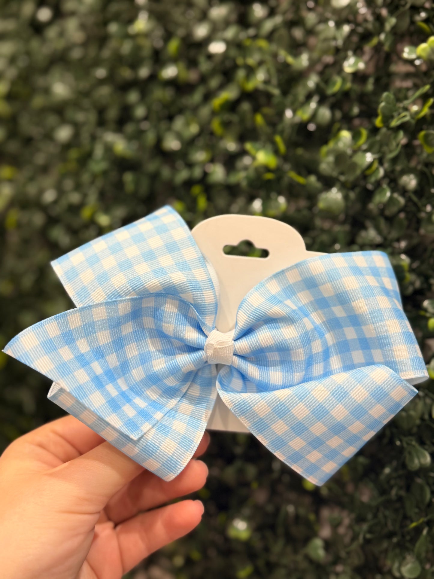 Light Blue Gingham Bow