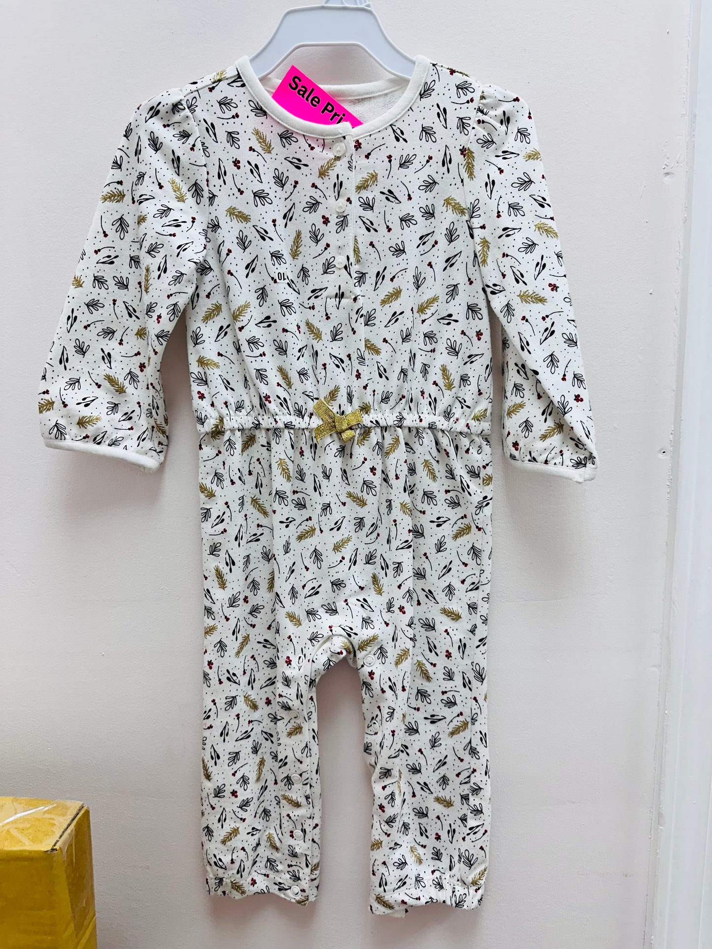 Girl Gold Christmas Romper