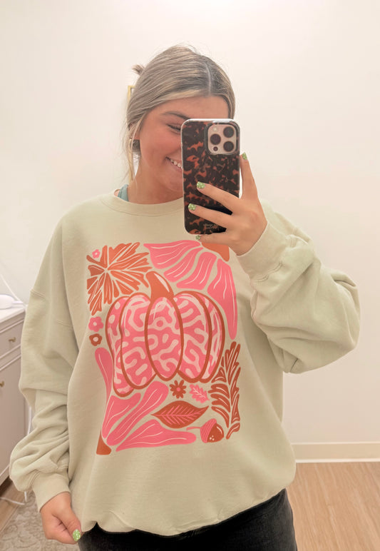 Tan Pink Pumkin Sweatshirt