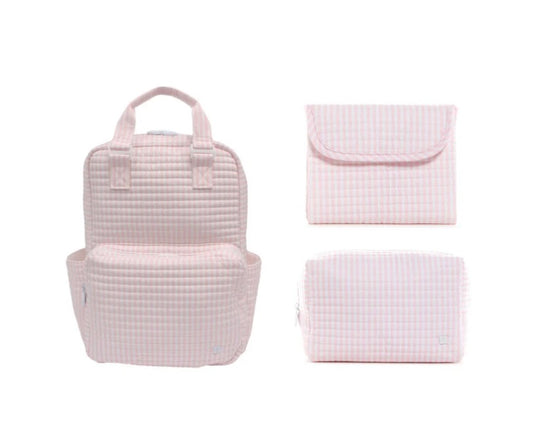 Quilted All You Need Bundle In Pimlico Stripe Pink + Changer Mat + Everyday (3 Piece) | TRVL