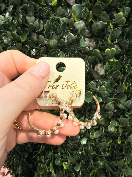 Pearl Beaded Hoops